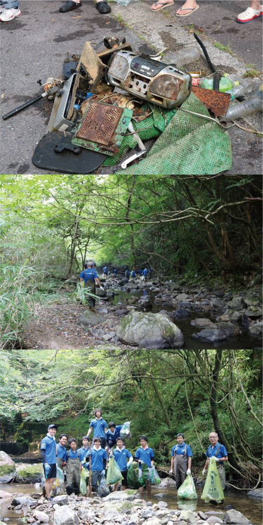 オオサンショウウオ生息地の河川清掃